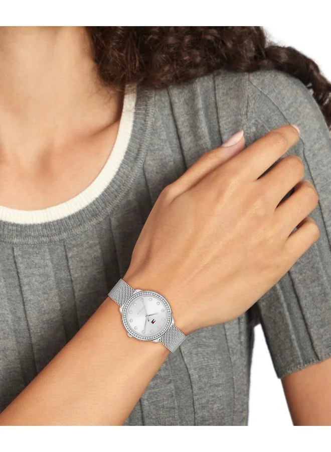 TOMMY HILFIGER  3-Hand Womens Quartz Movement Watch With Silver Stainless Steel Mesh Bracelet - 1782698 for Women | Best Price UAE